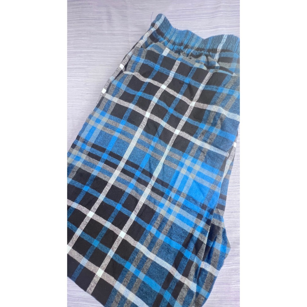 Andrew Scott Mens 2XL Blue Black Plaid Flannel PajamaPants Cotton Loungewear NEW